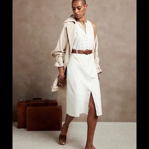 Banana Republic White Linen Blend Sleeveless Shift Dress.  Size 10.  NWT